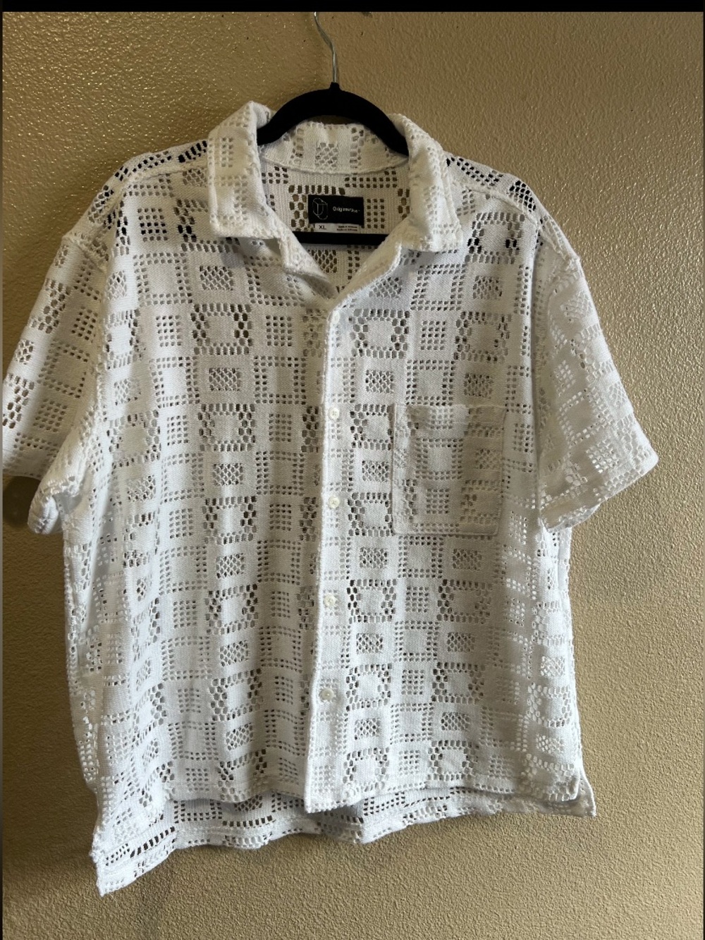 Original use button up crotchet Polo light weight Short Sleeve resort shirt XL